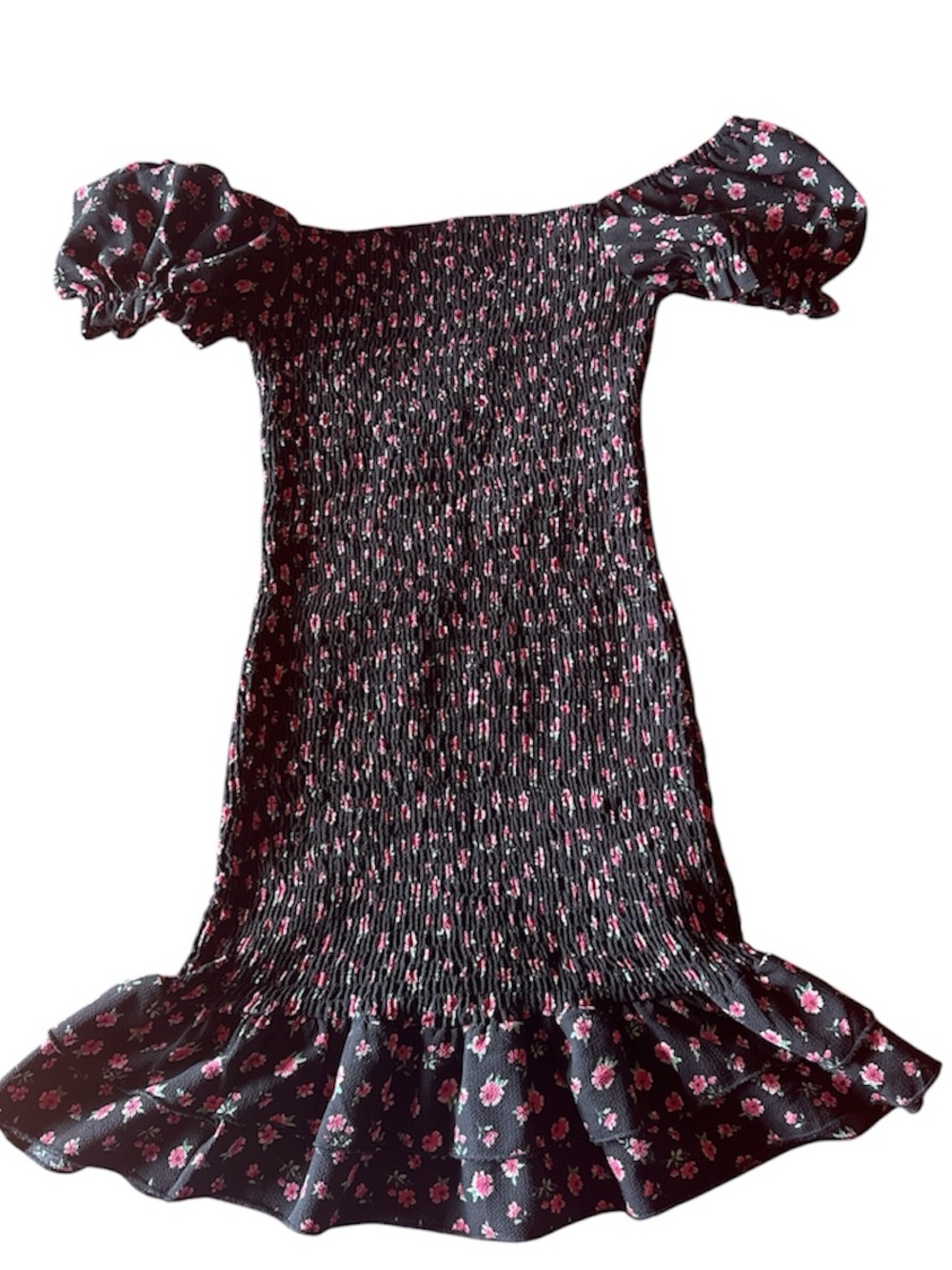 Forever 21 Black Floral Mini Dress with Pink Flowers